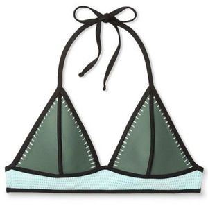 Colorblock Crochet Triangle Midi Bikini Top